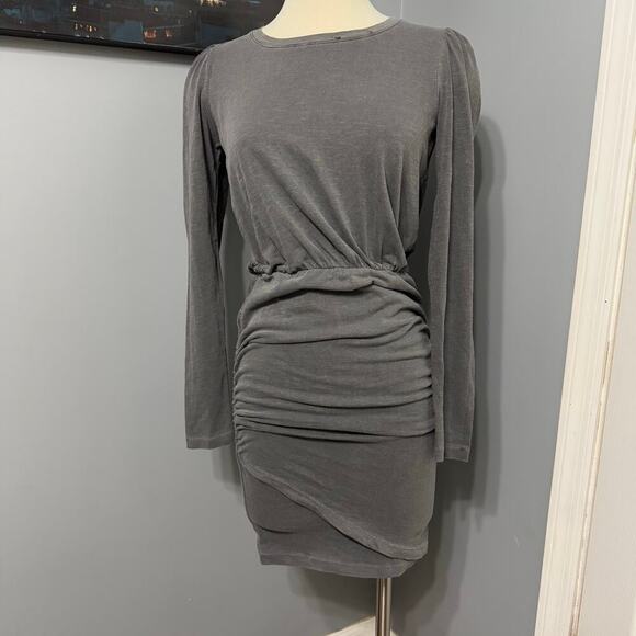 Anthropologie Dresses & Skirts - ANTHROPOLOGIE X SUNDRY SHIRRED LONG SLEEVE KNIT MINI DRESS GRAY, 0